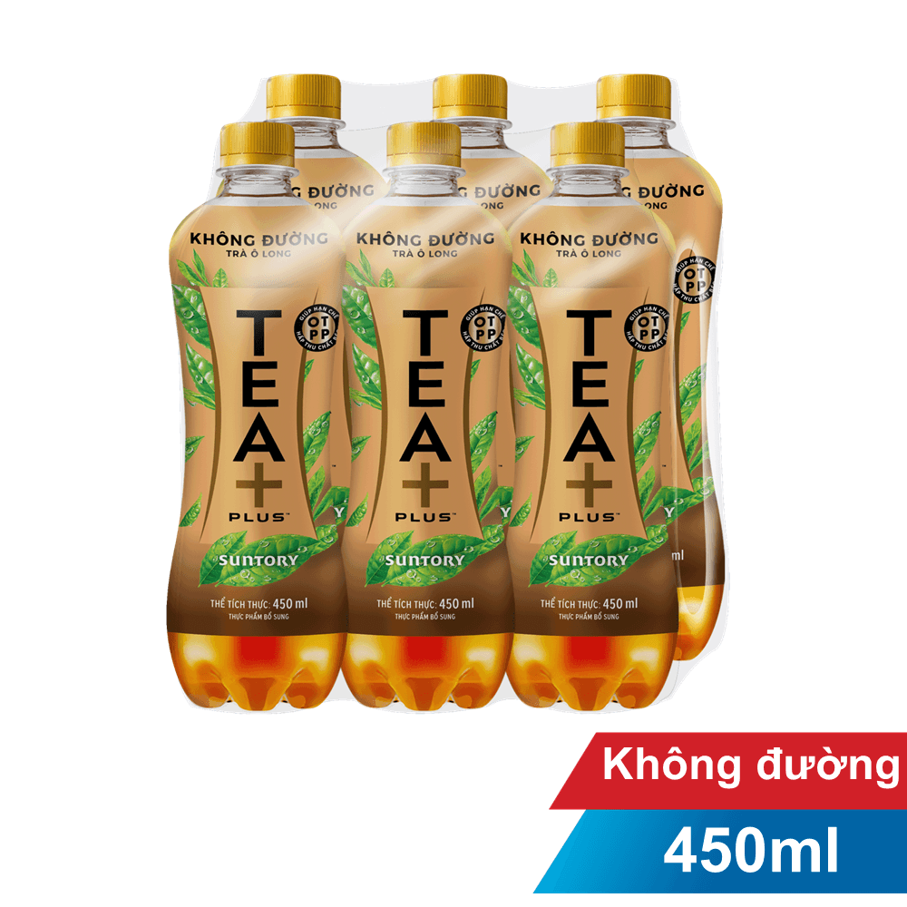 Lốc 6 chai trà Oolong không đường Tea+ 455ml chính hãng Tea+