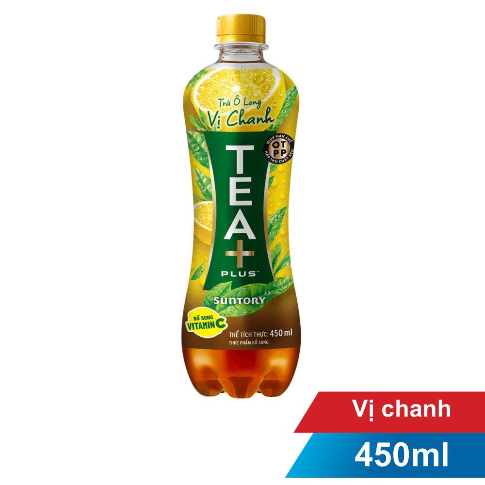 Trà Ô long Tea+ Plus vị chanh chai 455ml chính hãng Tea+