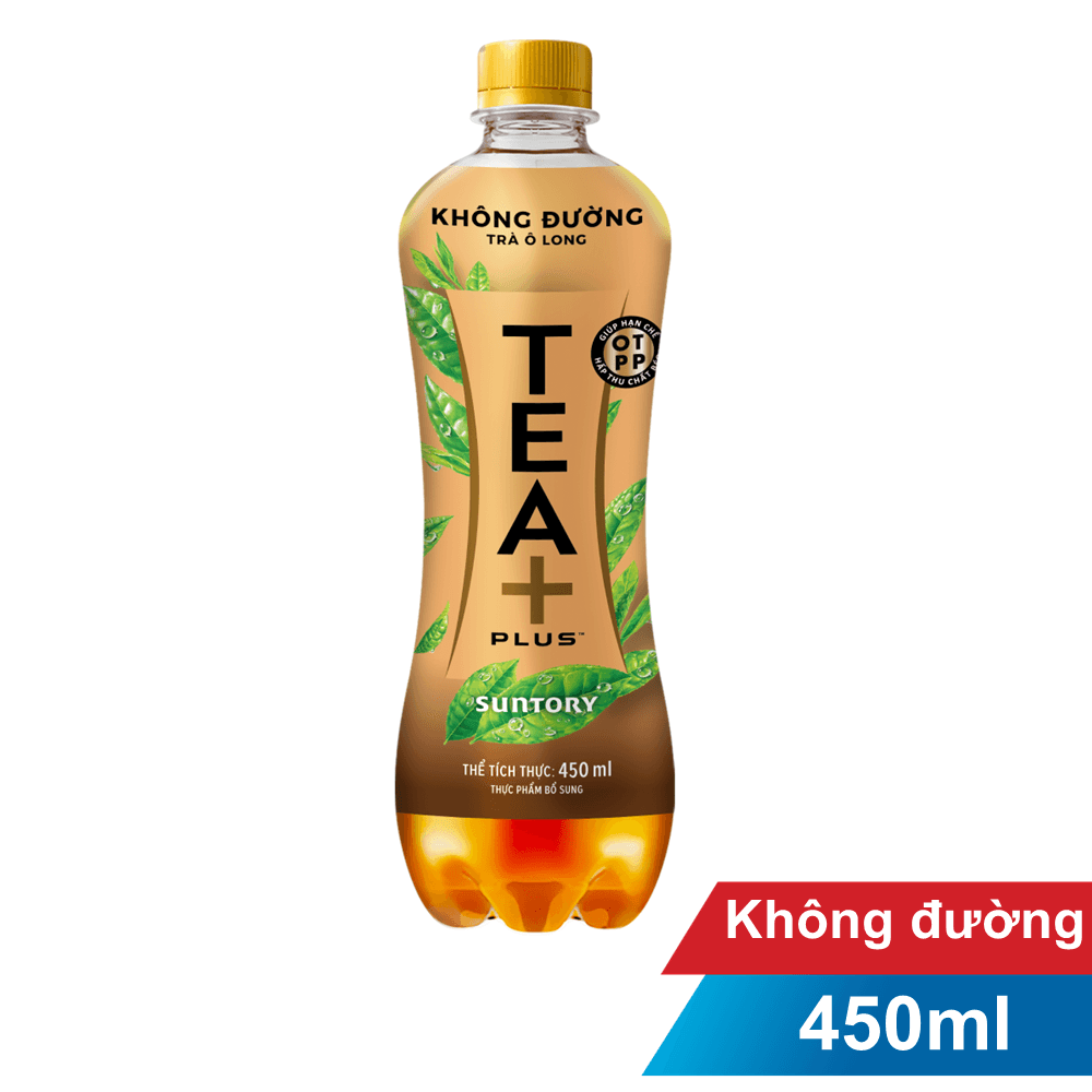 Trà Oolong không đường Tea+ chai 455ml chính hãng Tea+
