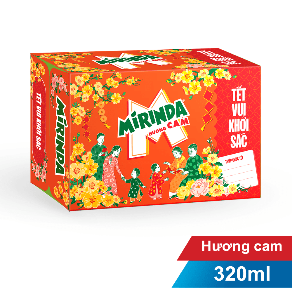 Thùng 24 lon nước ngọt Mirinda sleek 330ml chính hãng Mirinda