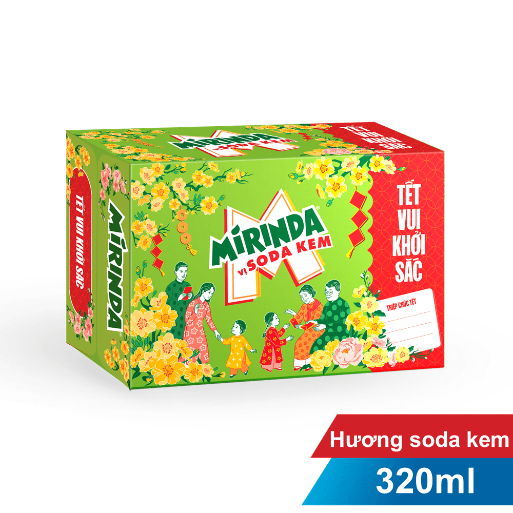 Thùng 24 lon nước Mirinda ngọt soda kem 330ml chính hãng Mirinda