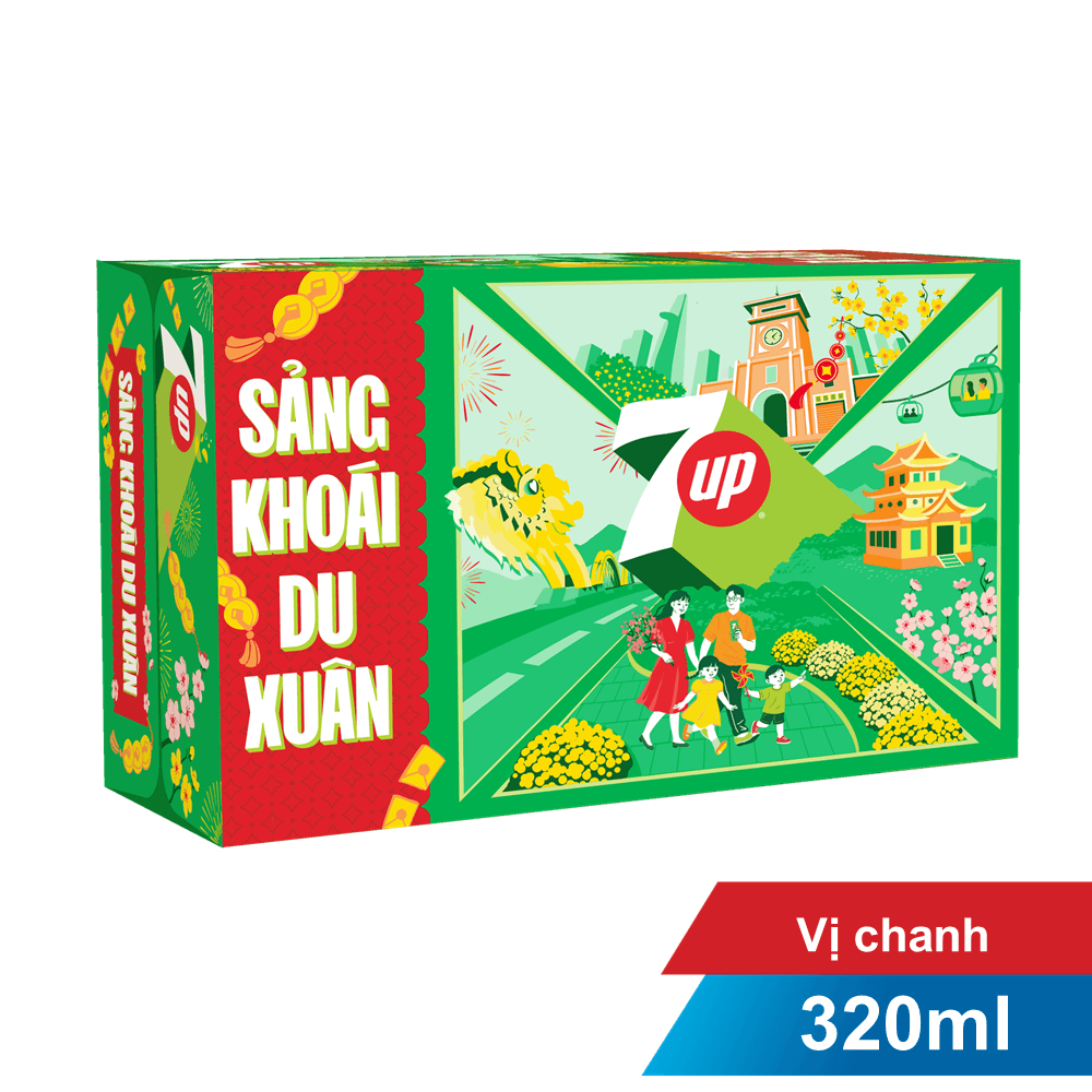 Thùng 24 lon nước ngọt 7Up 330ml chính hãng 7Up