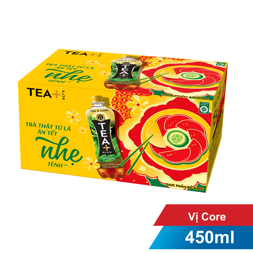 Thùng 24 chai TEA+ Trà olong 455ml chính hãng Tea+