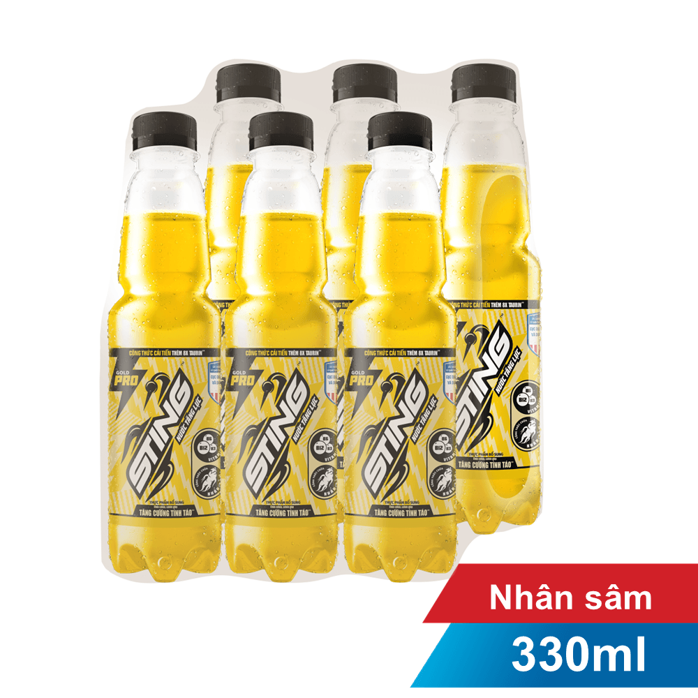 Lốc 6 chai nước tăng lực nhân sâm Sting 330ml chính hãng Sting
