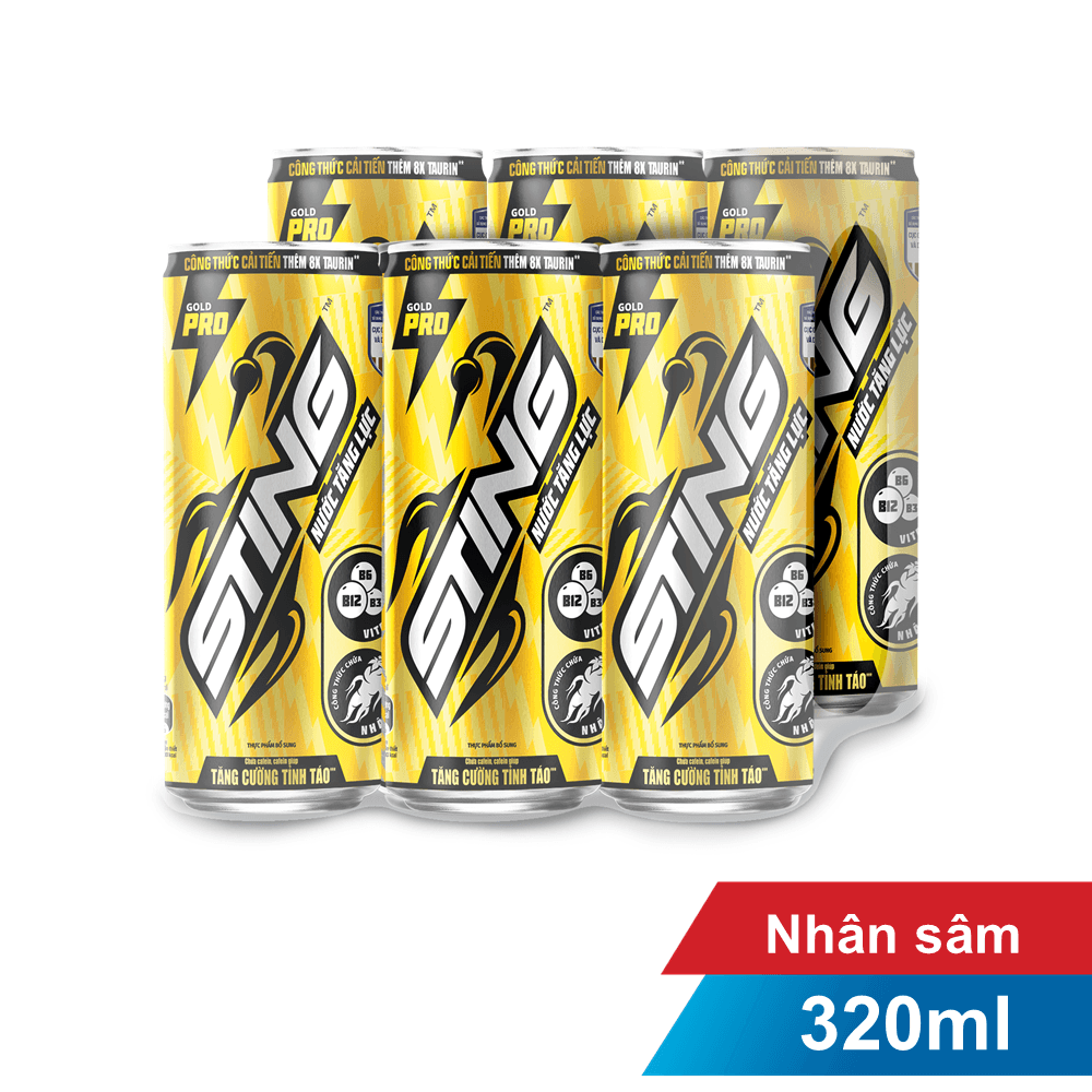 Lốc 6 lon nước tăng lực Sting 330ml/320ml chính hãng Sting